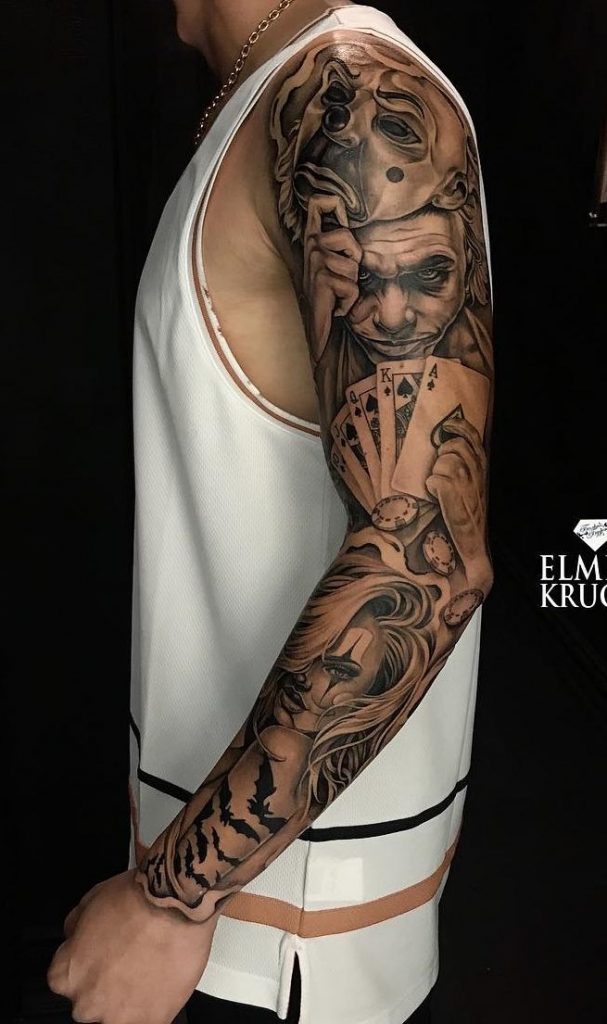tatuajes en el brazo joker guason
