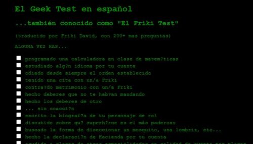 mejor test friki en español, este es el tes friki en español, hacer test geek para ver el grado de frikismo